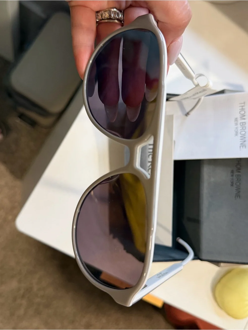 Thom Browne- Matte Gray Sunglasses with Multi-Tint Lenses